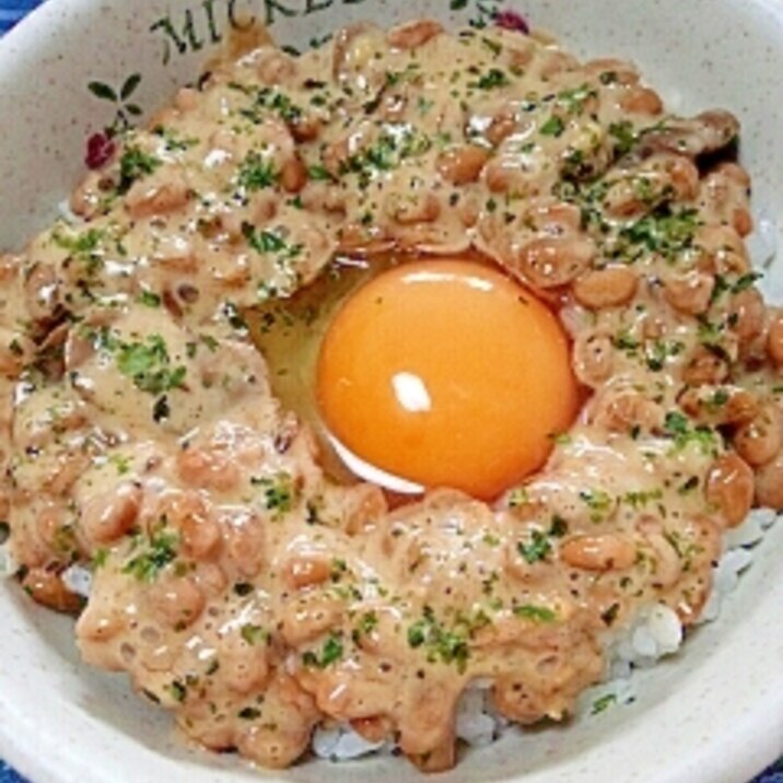 納豆の食べ方-生玉子＆カレーマヨ♪